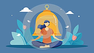 The soothing sound of the mindfulness bell encourages you to let go of stress and tension.. Vector illustration. photo