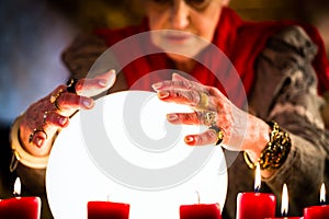 Soothsayer during a Seance or session with Crystal ball