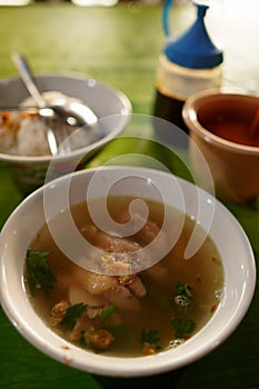 Sop Ayam from Klaten, Central Java, is a clear chicken soup with a rich, savory taste