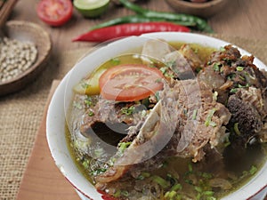 Sop Buntut or Sop Tulang Sapi, Indonesian Oxtail Soup photo
