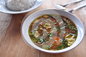 Sop daging sapi is Indonesian traditional food, spicy beef soup