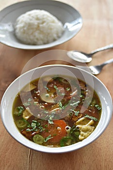 Sop daging sapi is Indonesian traditional food, spicy beef soup