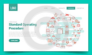 sop standard operating procedure concept with circle icon for website template or landing page homepage