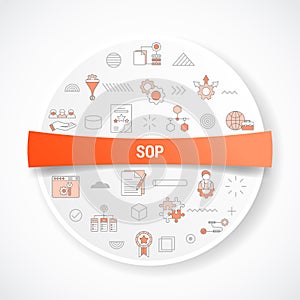 sop standard operating procedure concept with icon concept with round or circle shape for badge