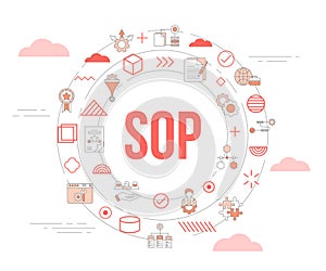 sop standard operating procedure concept with icon set template banner and circle round shape