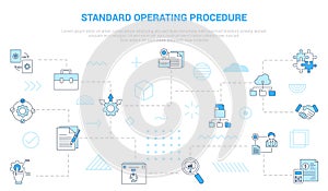 Sop standard operating procedure concept with icon set template banner with modern blue color style