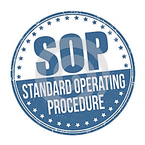 SOP  Standard Operating Procedure grunge rubber stamp