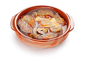 Sopa de ajo , castilian garlic soup , spanish food photo