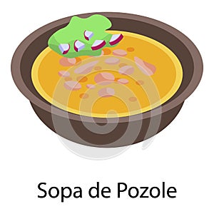 Sopa de pozole icon, isometric style