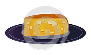 Sopa paraguaya cake with cheese. Paraguay dish. Latin American food. Vector illustration isolated on white background. photo