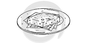 Sopa paraguaya in hand drawn doodle style. Paraguayan street food. Latin american food vector illustration. photo