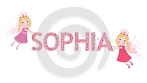 Sophia female name with cute fairy