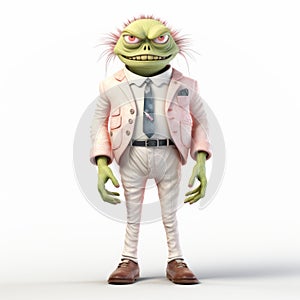 Sophisticated 3d Grinch Character In Pink Suit - High-quality Fashion