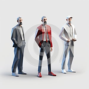 Sophisticated 3d Men Polygonal Design In Neo-geo Style