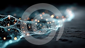 Blue Holographic Interface For AI Data Network Connections