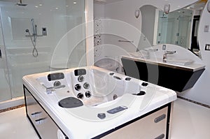 Sophisticated bathroom.