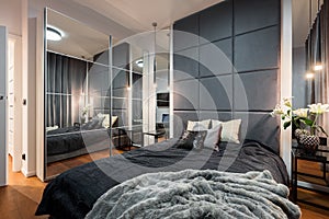 Sophisticated bedroom with double bed