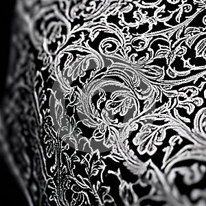 sophisticated brocade designs in black and white close up k ud