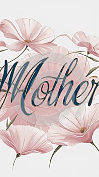 Sophisticated card for Mother\'s Day with beautiful light pink roses and delicate leaves. Contains borders.