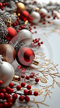 Elegant Christmas Decoration with Gold and Red Accents photo