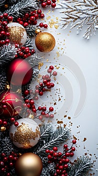 Elegant Christmas Decoration with Gold and Red Accents photo
