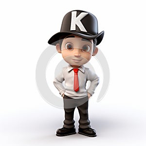 Sophisticated 3d Cartoon Character With Hat - K photo