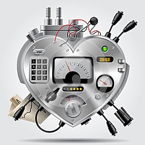 Sophisticated electronic device in the form of heart with the dashboard