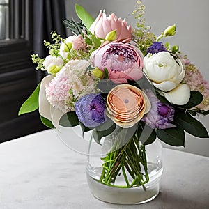 Sophisticated floral arrangement using a mix of different blooms.