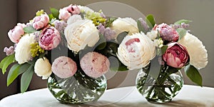 Sophisticated floral arrangement using a mix of different blooms. Panorama