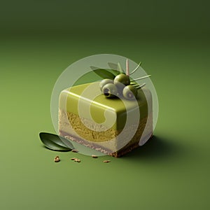 Sophisticated Green Cake: A Nostalgiacore 3d Illustration photo