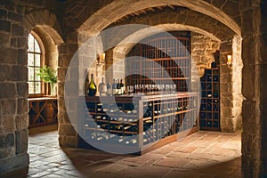 Sophisticated heritage wine cellar ambiance in historic place