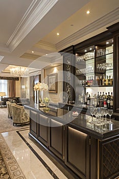 Sophisticated bar in luxury residence photo
