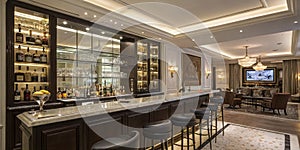 Sophisticated bar in luxury residence photo