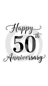 Happy 50th Anniversary Celebration in Elegant Black Script Font on White