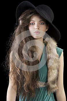 Sophisticated ladyportrait with fur and hat