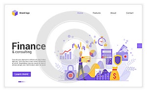 Sophisticated modern financial world flat vector illustration landing page