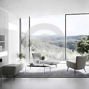Sophisticated and Modern Grey Mockup for Minimalist Living Room Interior Design