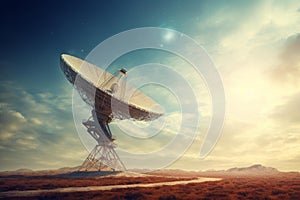 Sophisticated Radio telescope pointing sky. Generate Ai