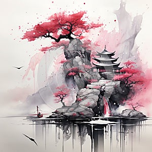 Sophisticated Sumi-e Painting