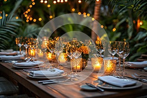 Sophisticated table setting ready for formal dinner.