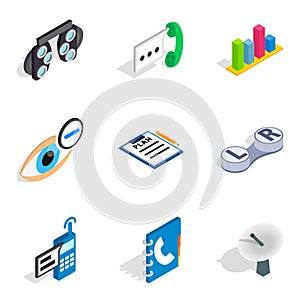 Sophisticated technology icons set, isometric style