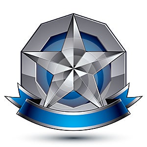 Sophisticated vector emblem with silver glossy star