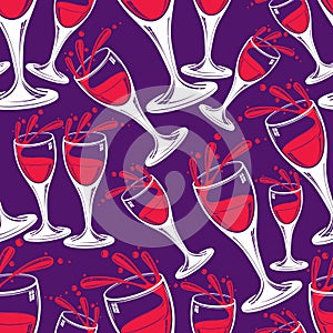 Sophisticated wine goblets continuous vector backdrop, stylish