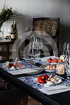 Elegant Wine Tasting Setup with Gourmet Pairings photo