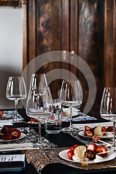 Elegant Wine Tasting Setup with Gourmet Pairings photo