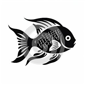 Sophisticated Woodblock Style Gold Fish Vector Image