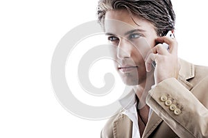 Sophisticated young businessman on the phone