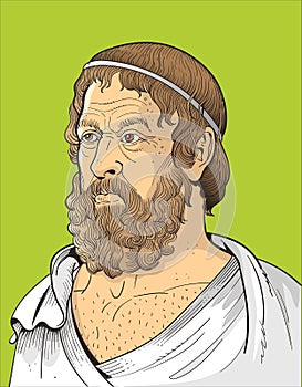 Sophocles cartoon style portrait, vector