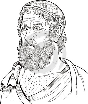 Sophocles cartoon style portrait, vector