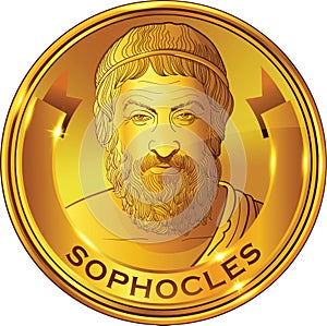 Sophocles gold style portrait, vector